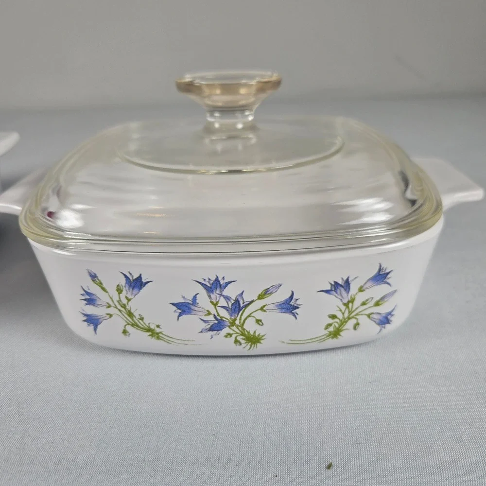 Vintage Corning Ware Blue Cornflower A-2-B 2 Liter Lid & A-1-B 1 Liter Casserole